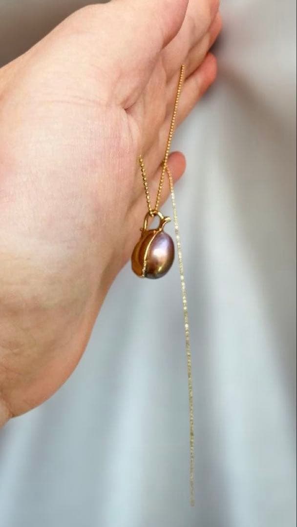 S11~12mm アボカドカラー エジソンパール 榴蓮（ドリアン）ペンダント