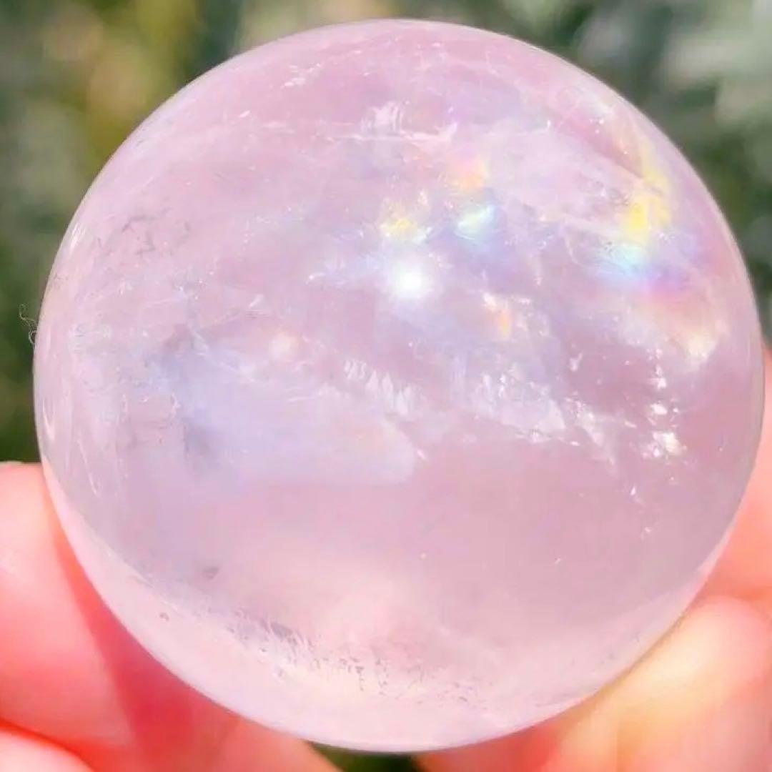 ローズクォーツ　ジェミー　スター　びっくりレインボー　虹　モザンビーク