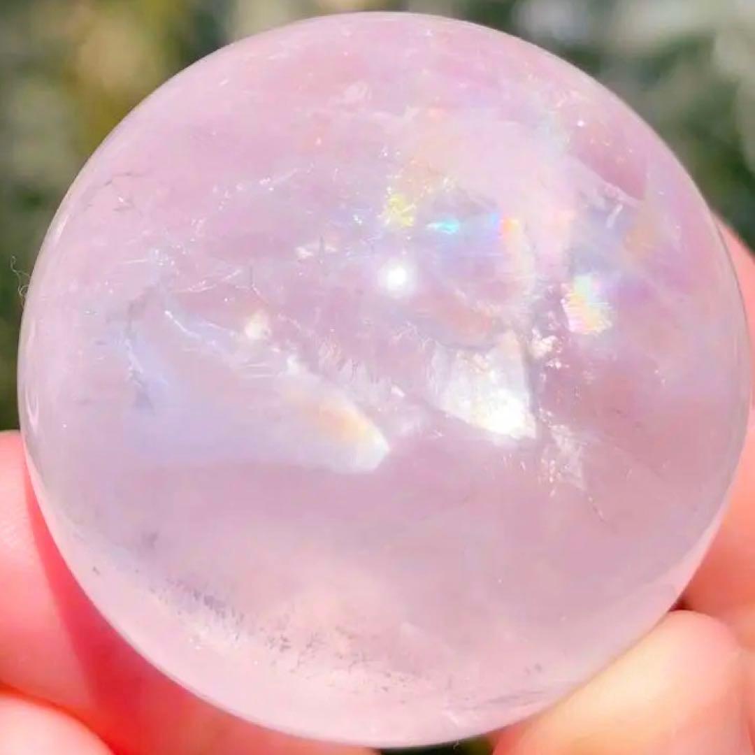 ローズクォーツ　ジェミー　スター　びっくりレインボー　虹　モザンビーク