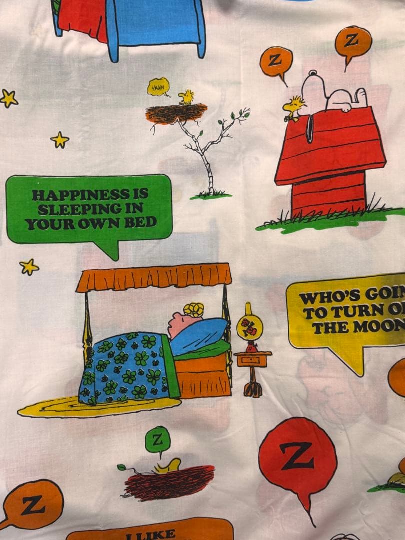【美品】スヌーピーヴィンテージツインフラットシーツ/sleep柄/キズ無し