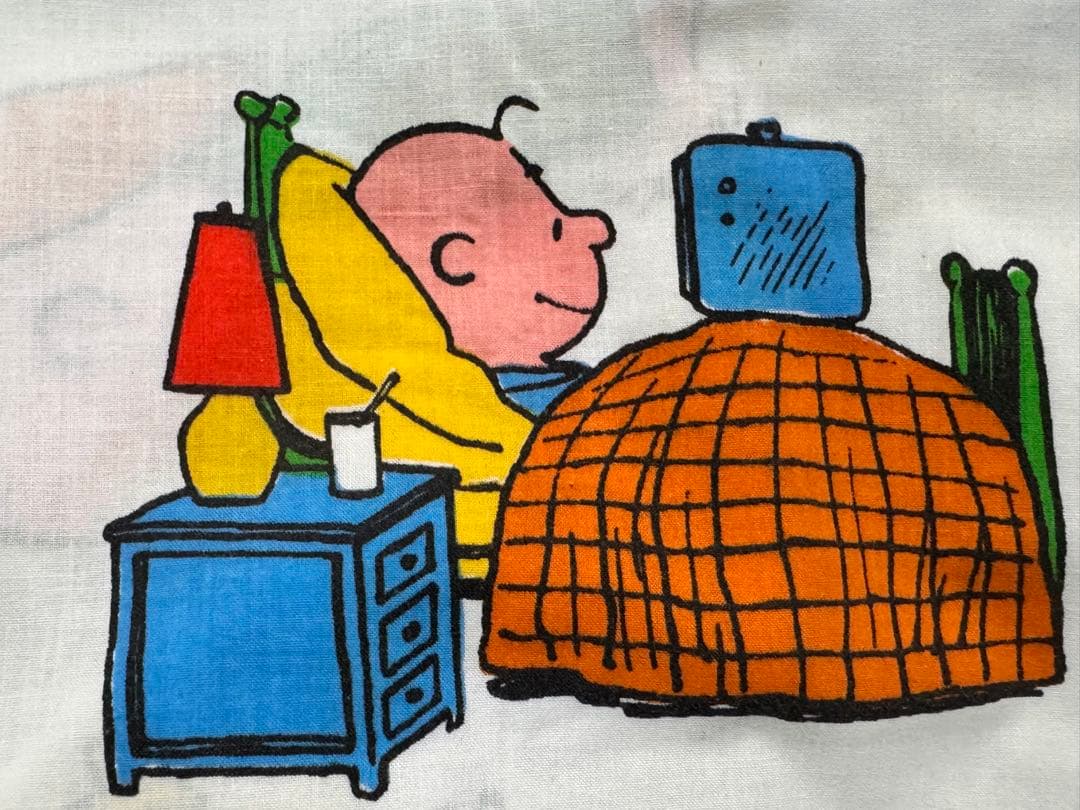 【美品】スヌーピーヴィンテージツインフラットシーツ/sleep柄/キズ無し