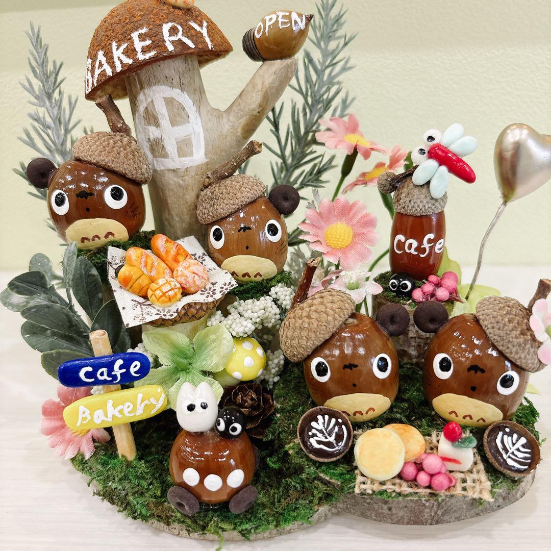 専用　どんぐりアート　オブジェ　きのこ　丸太　パン　ケーキ　釣り