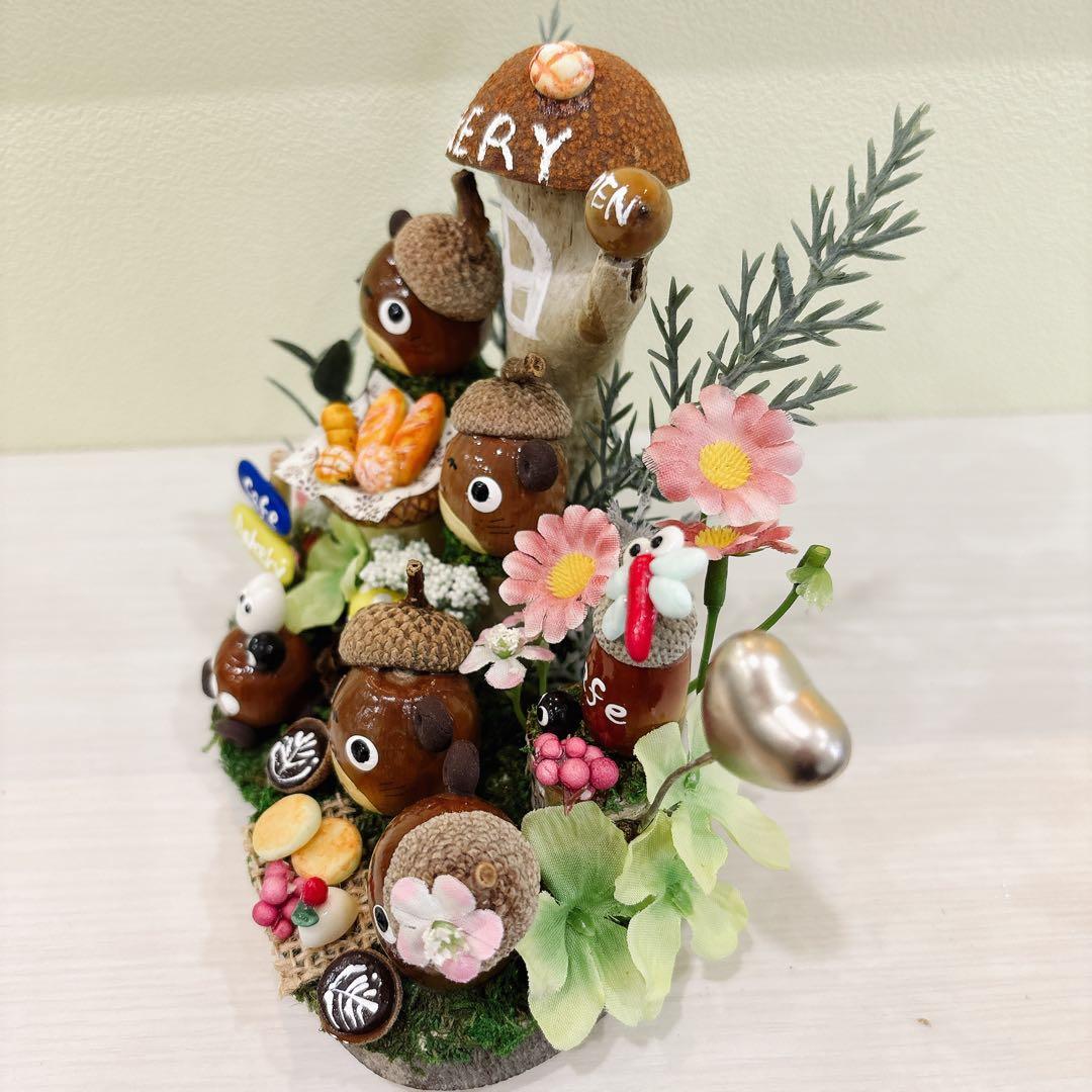 専用　どんぐりアート　オブジェ　きのこ　丸太　パン　ケーキ　釣り