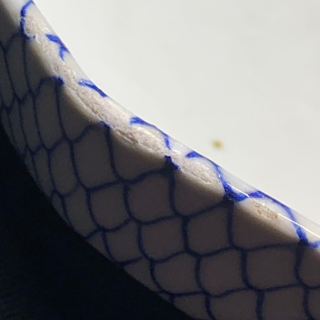 K631☆古伊万里 染付 手書き 網手 蓋もの 江戸後期