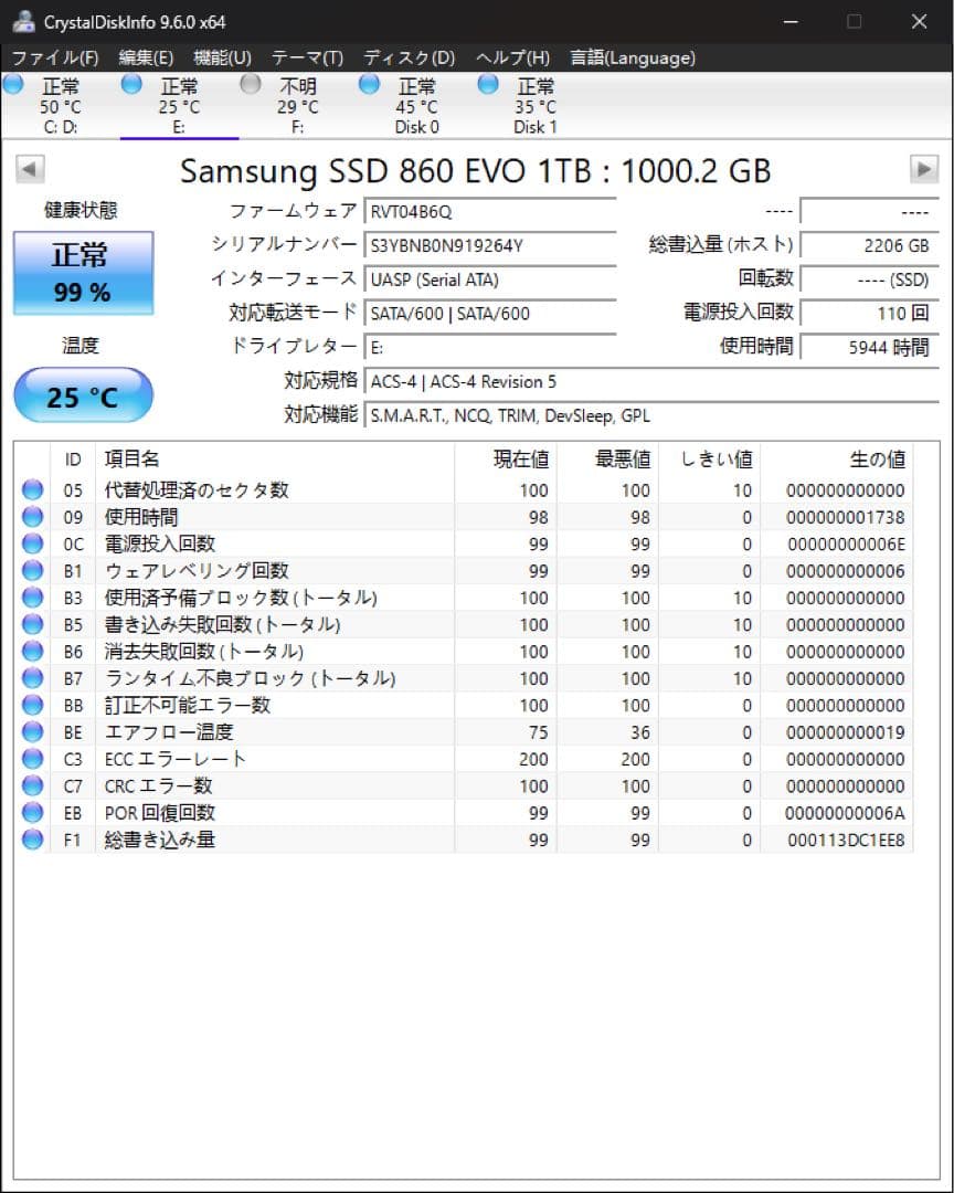 内蔵型ハードディスクドライブ Samsung SSD 860 EVO 1TB