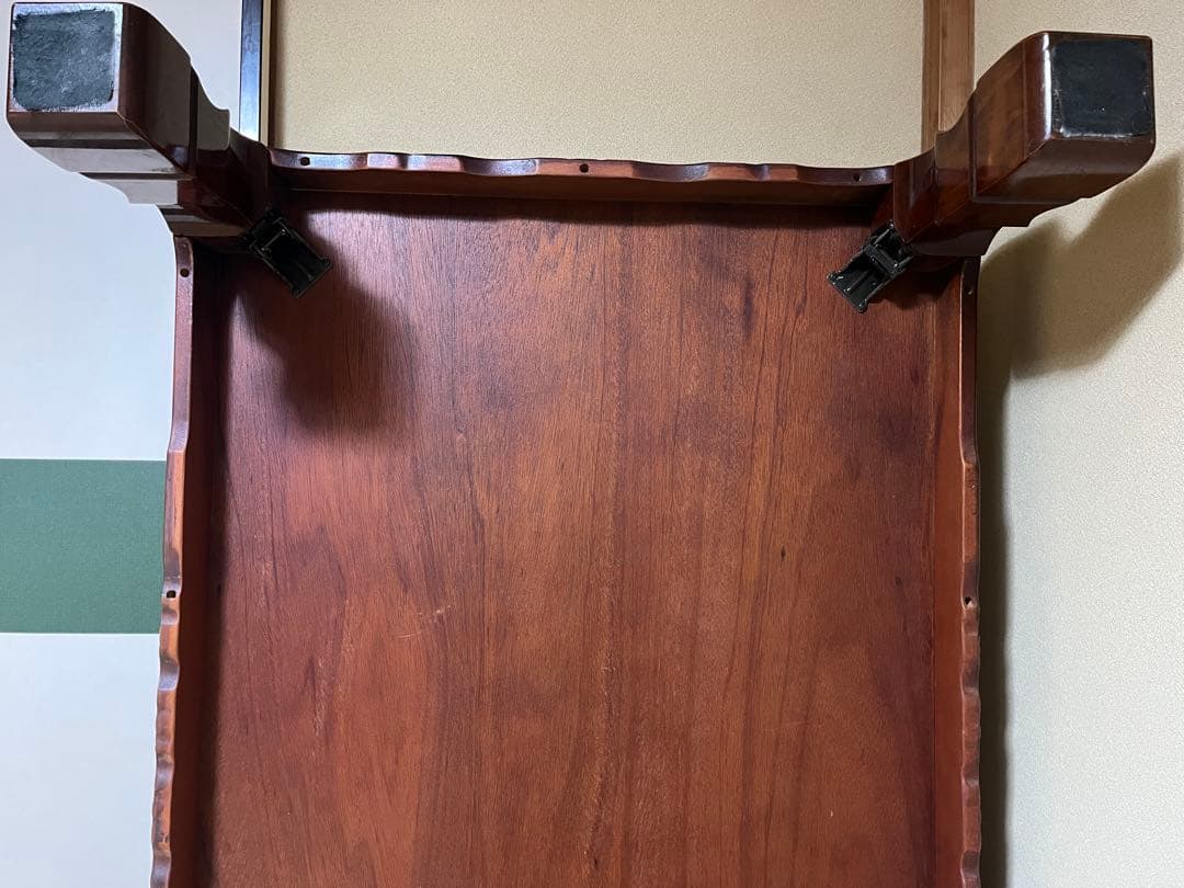 【最終価格 送料込み】高級座卓 和机 120cm 天然木 彫刻脚 欅（けやき）調