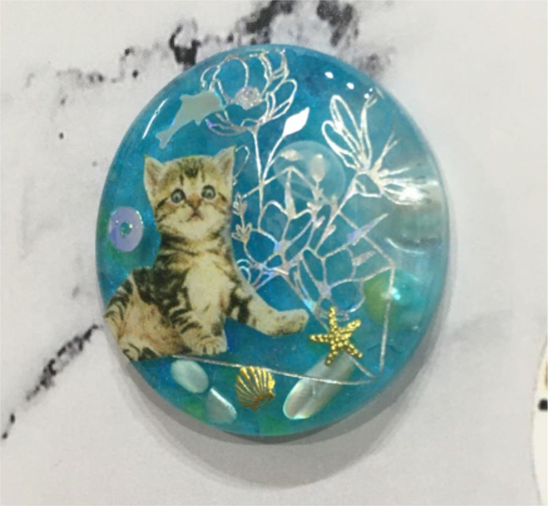 レジンヘアゴム、海の中からAirmail猫ちゃん・再販不可