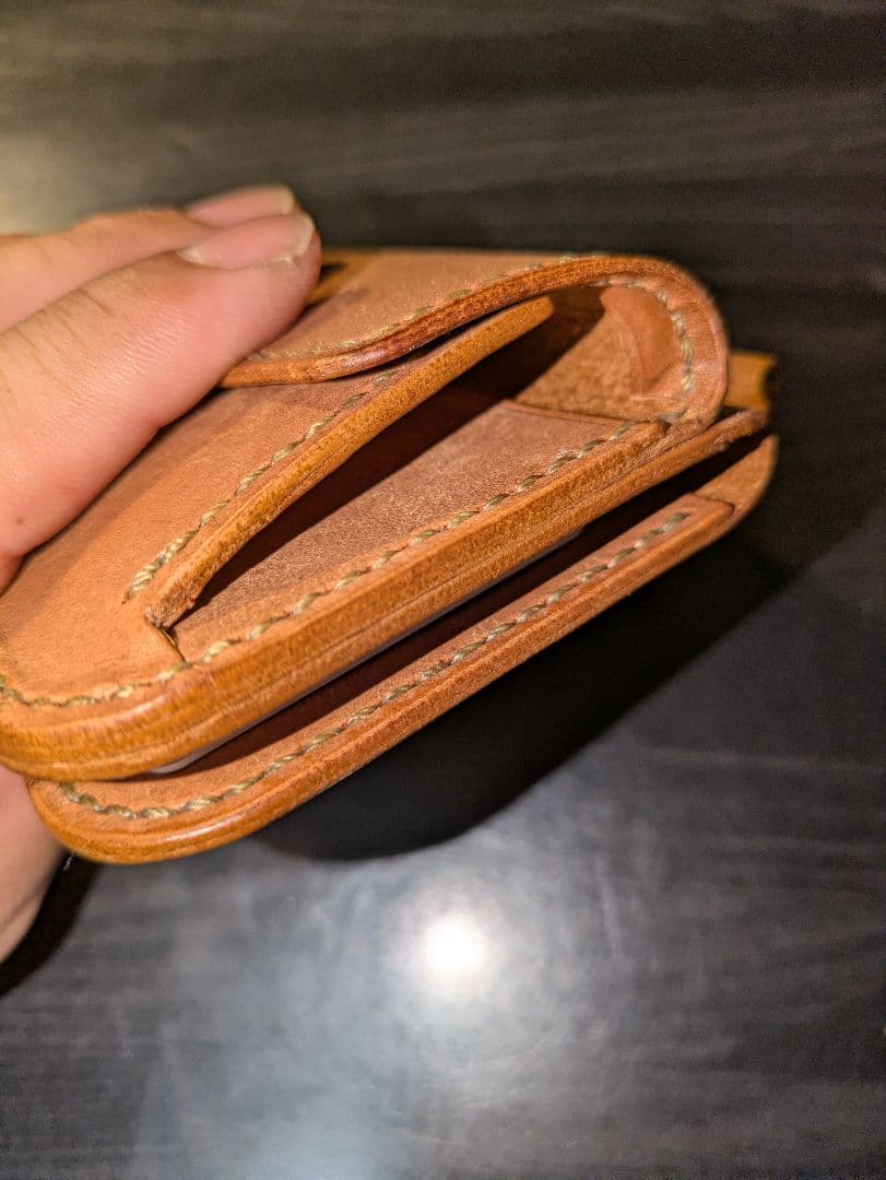 イタリアンレザー マネークリップ式 コンパクトウォレット 革財布 ハンドメイド4