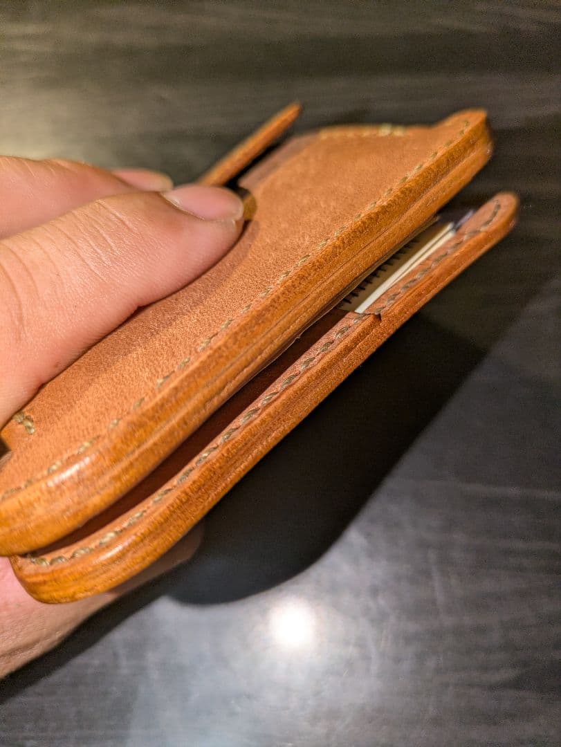 イタリアンレザー マネークリップ式 コンパクトウォレット 革財布 ハンドメイド4