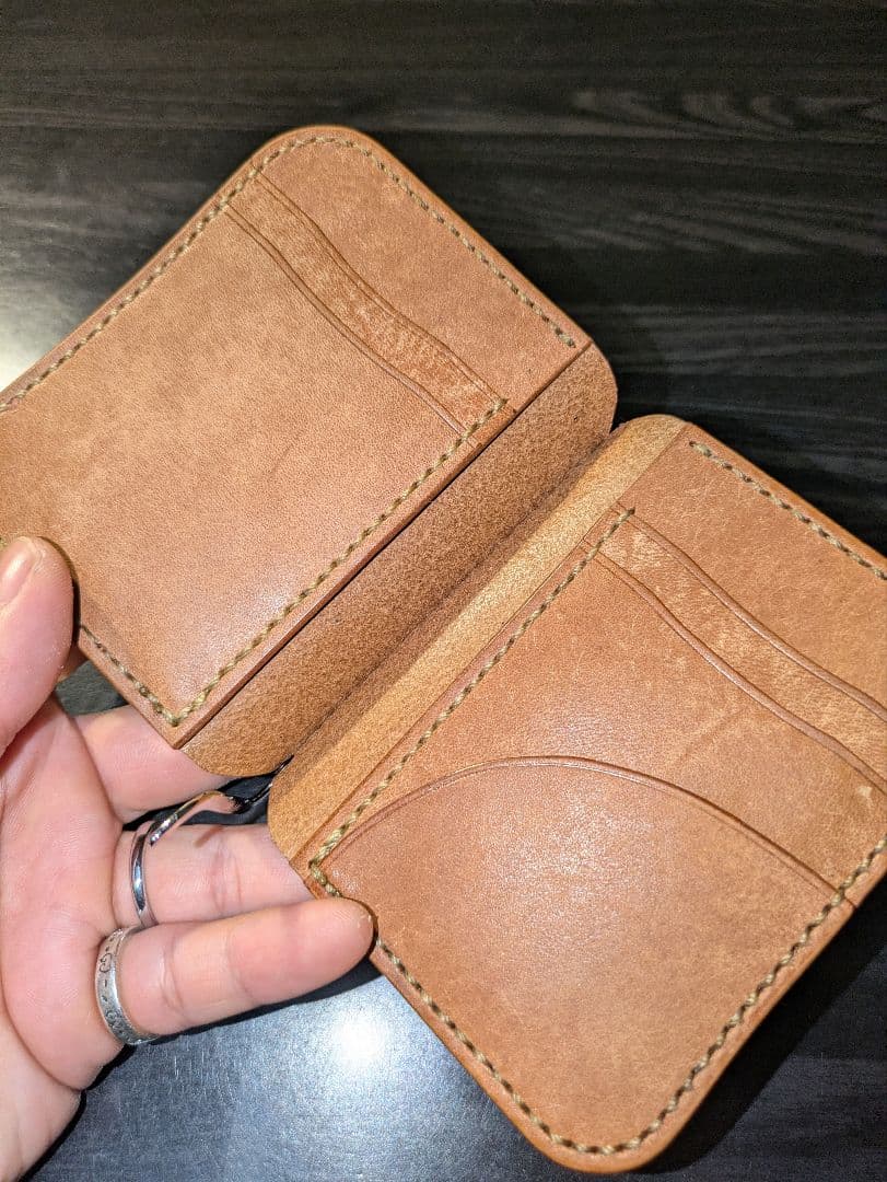 イタリアンレザー マネークリップ式 コンパクトウォレット 革財布 ハンドメイド4