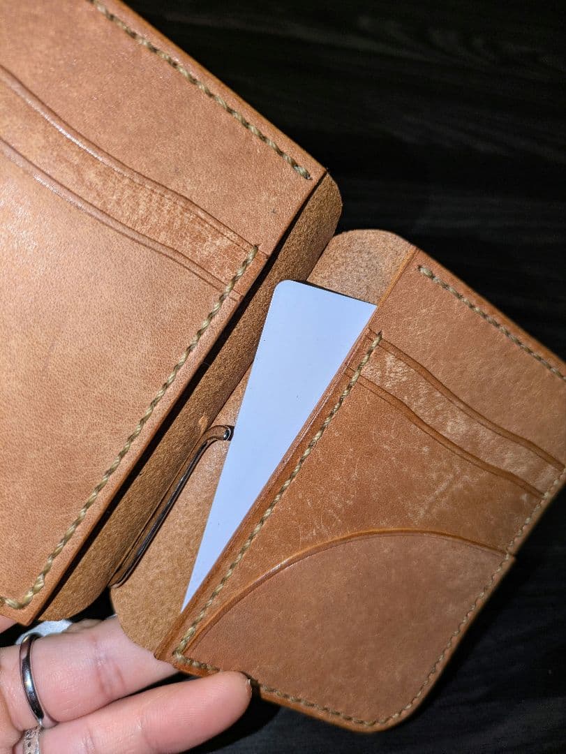 イタリアンレザー マネークリップ式 コンパクトウォレット 革財布 ハンドメイド4