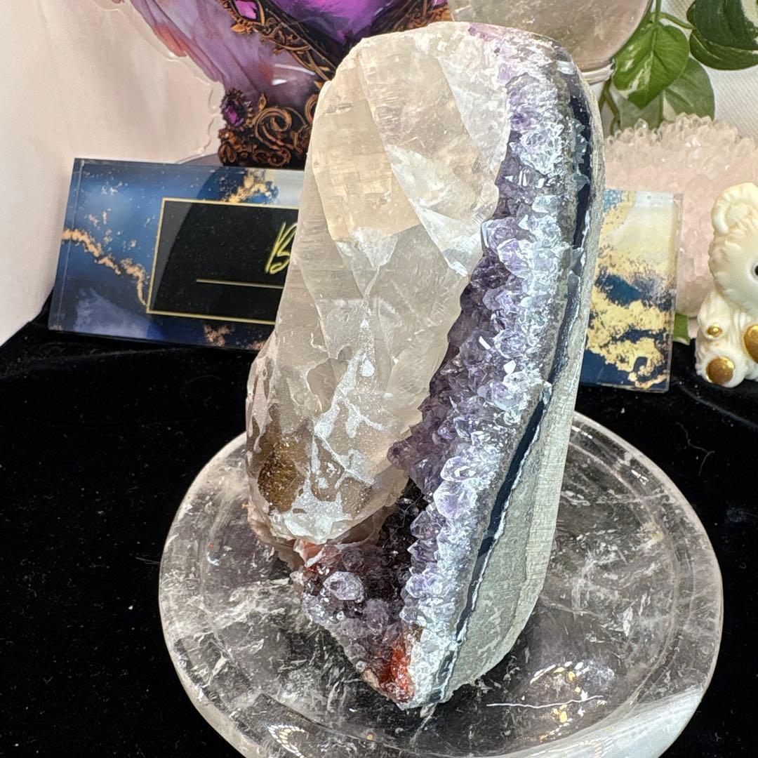 レア♡高品質アメジストドーム♡シュガーアメジスト♡トルマリン共生♡No.2003