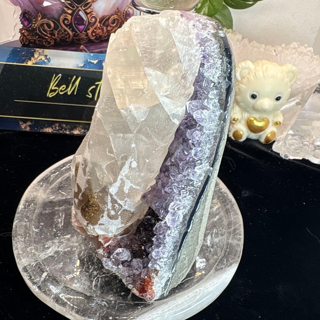 レア♡高品質アメジストドーム♡シュガーアメジスト♡トルマリン共生♡No.2003