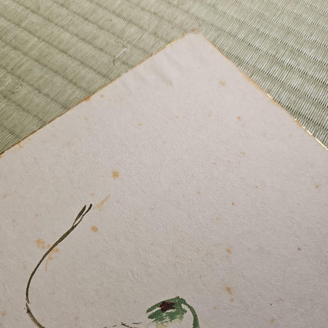 昭和レトロ/1950年代物】須磨夏鄕 色紙 肉筆 落款 日本画 草花図 3枚