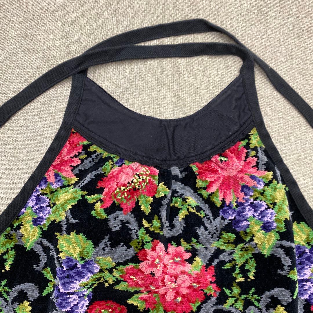 i295◯ FEILERフェイラー エプロン 花柄 ブラック