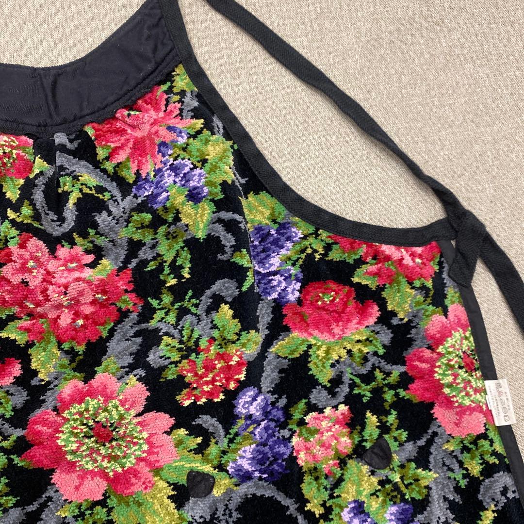 i295◯ FEILERフェイラー エプロン 花柄 ブラック