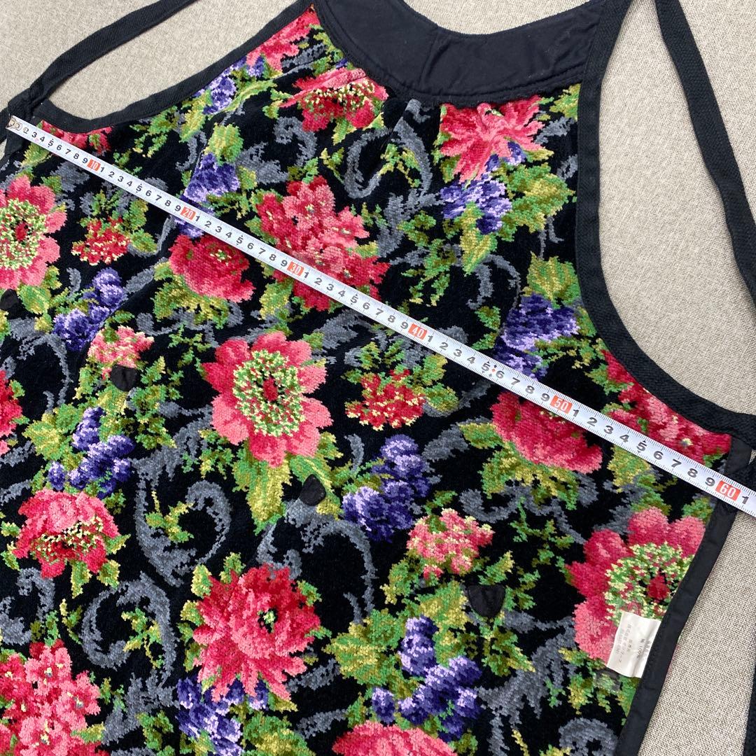 i295◯ FEILERフェイラー エプロン 花柄 ブラック