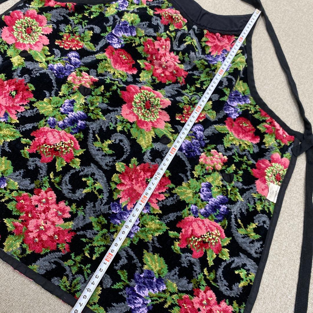 i295◯ FEILERフェイラー エプロン 花柄 ブラック