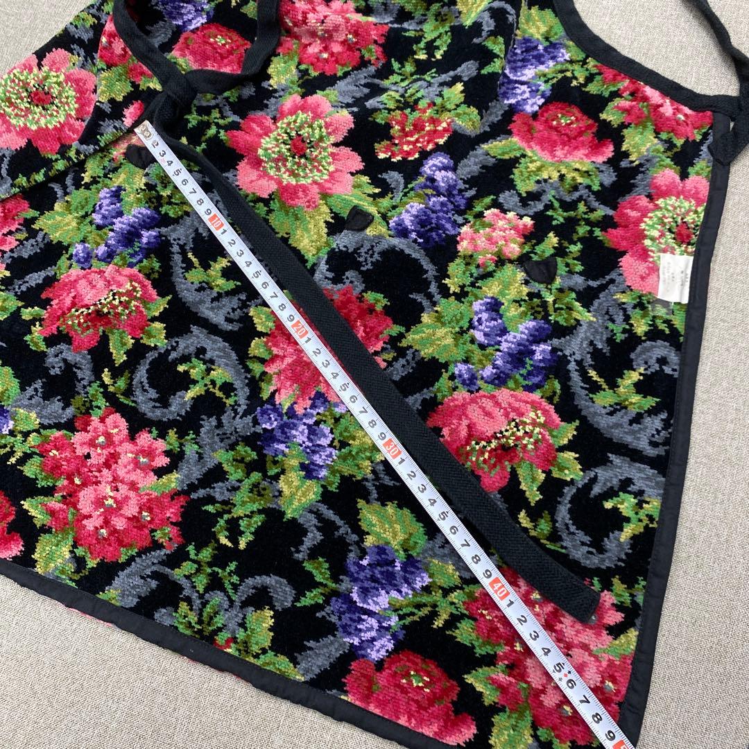 i295◯ FEILERフェイラー エプロン 花柄 ブラック