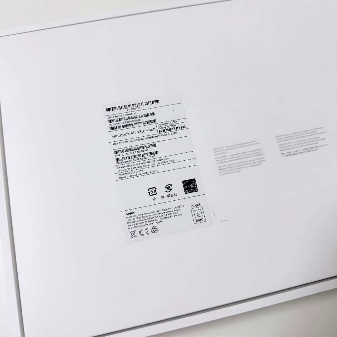 MacBook Air M2 13インチ メモリ 16GB 512GB 美品