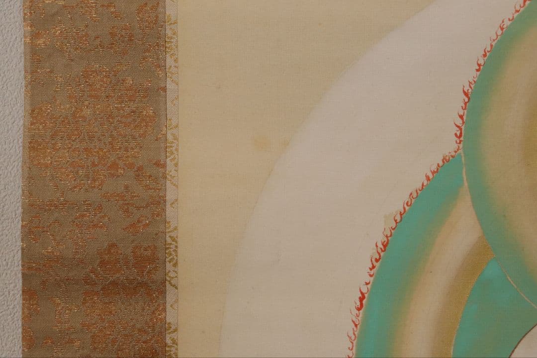 【模写】仏画 烏月「聖観音菩薩坐像」絹本 掛け軸 二重箱 仏教美術 M804