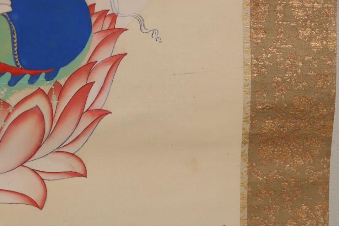 【模写】仏画 烏月「聖観音菩薩坐像」絹本 掛け軸 二重箱 仏教美術 M804
