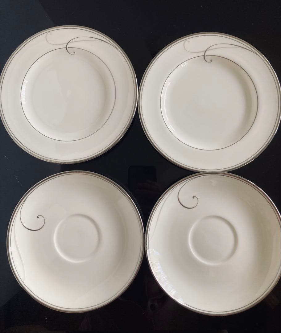 未使用◆ノリタケ　プラチナウェイブ　トリオ　4客セット12ピース
