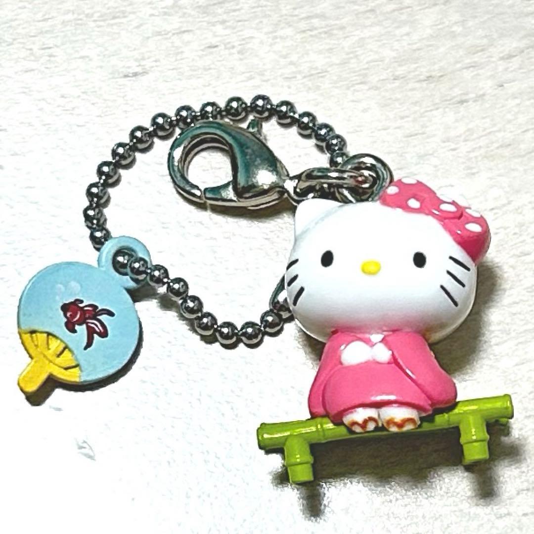 【美品】 激レア！ ハローキティ 浴衣キティ 花火 うちわ付き 根付け 平成