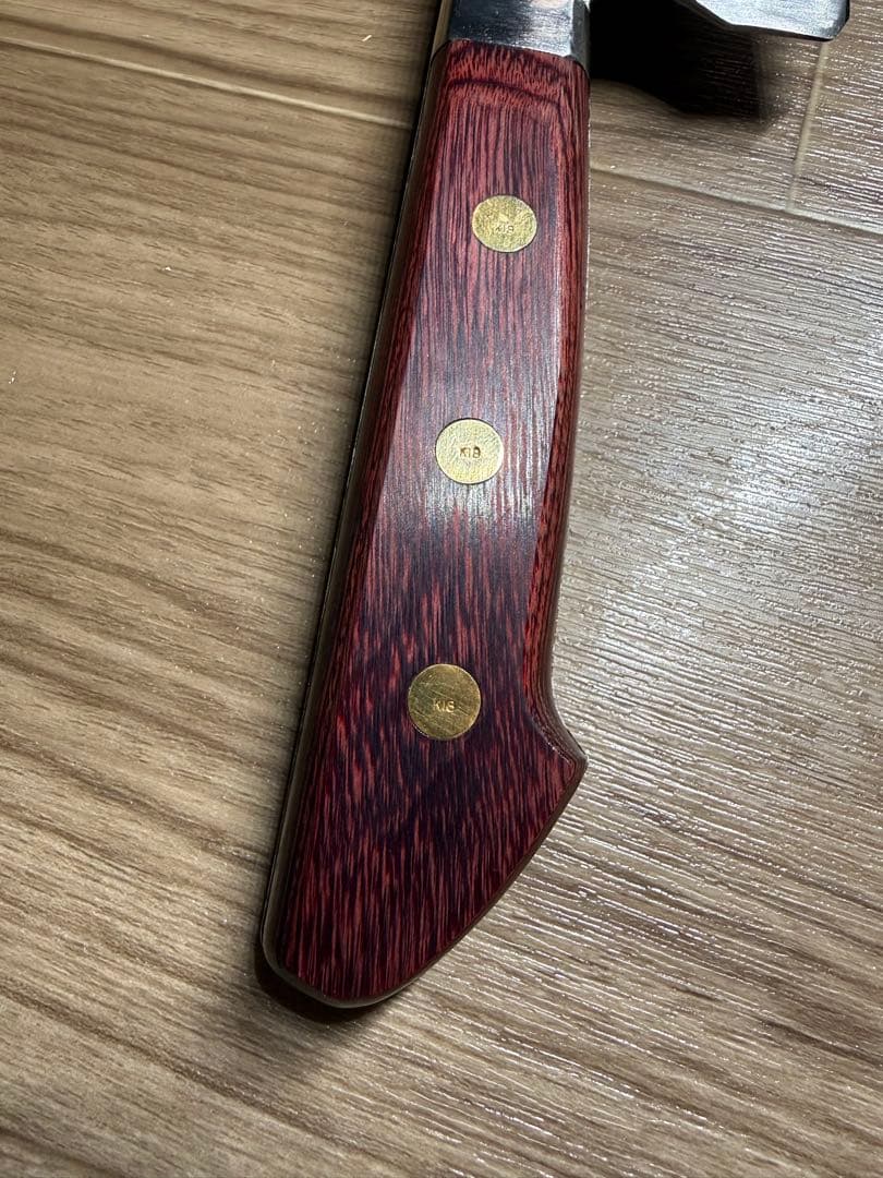刀匠 藤原照康作 江戸造り 幻の名刀 牛刀 包丁K18刻印あり 刃渡り約30cm