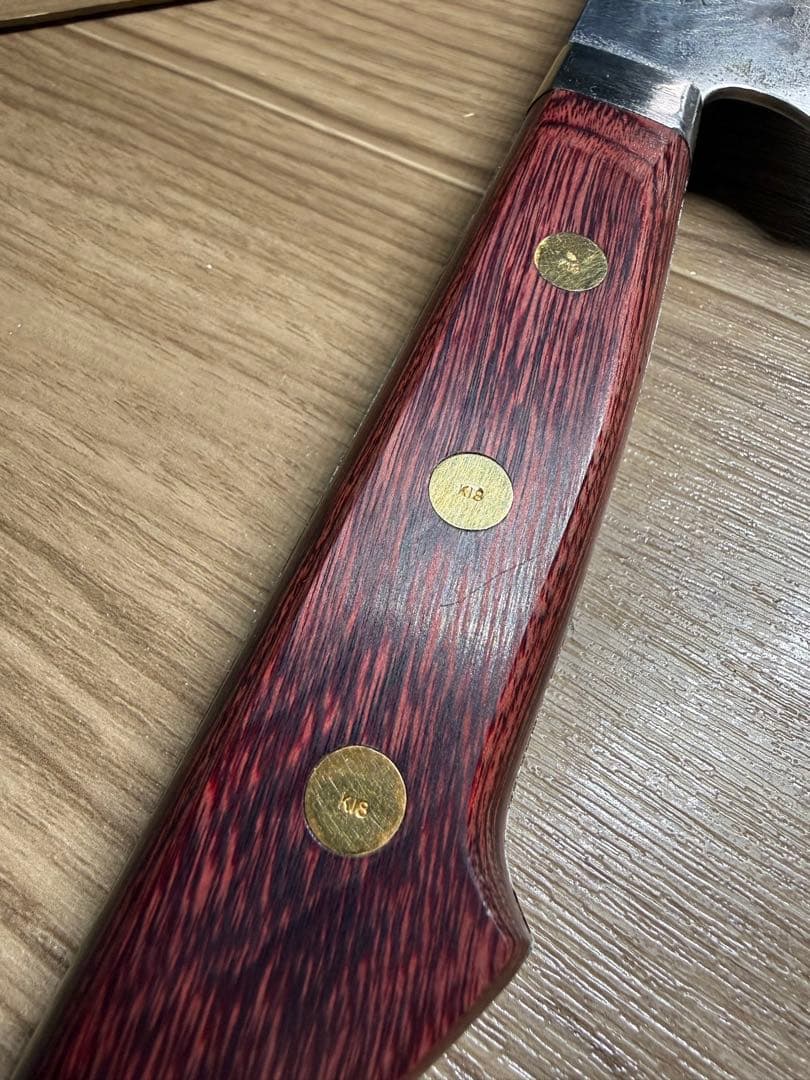 刀匠 藤原照康作 江戸造り 幻の名刀 牛刀 包丁K18刻印あり 刃渡り約30cm
