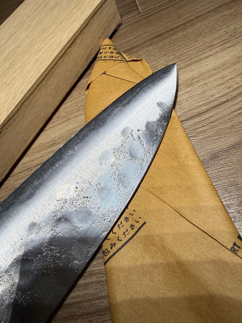 刀匠 藤原照康作 江戸造り 幻の名刀 牛刀 包丁K18刻印あり 刃渡り約30cm