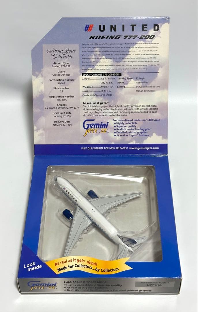 航空機・ヘリコプター Gemini 1/400 B777-200 United Airlines