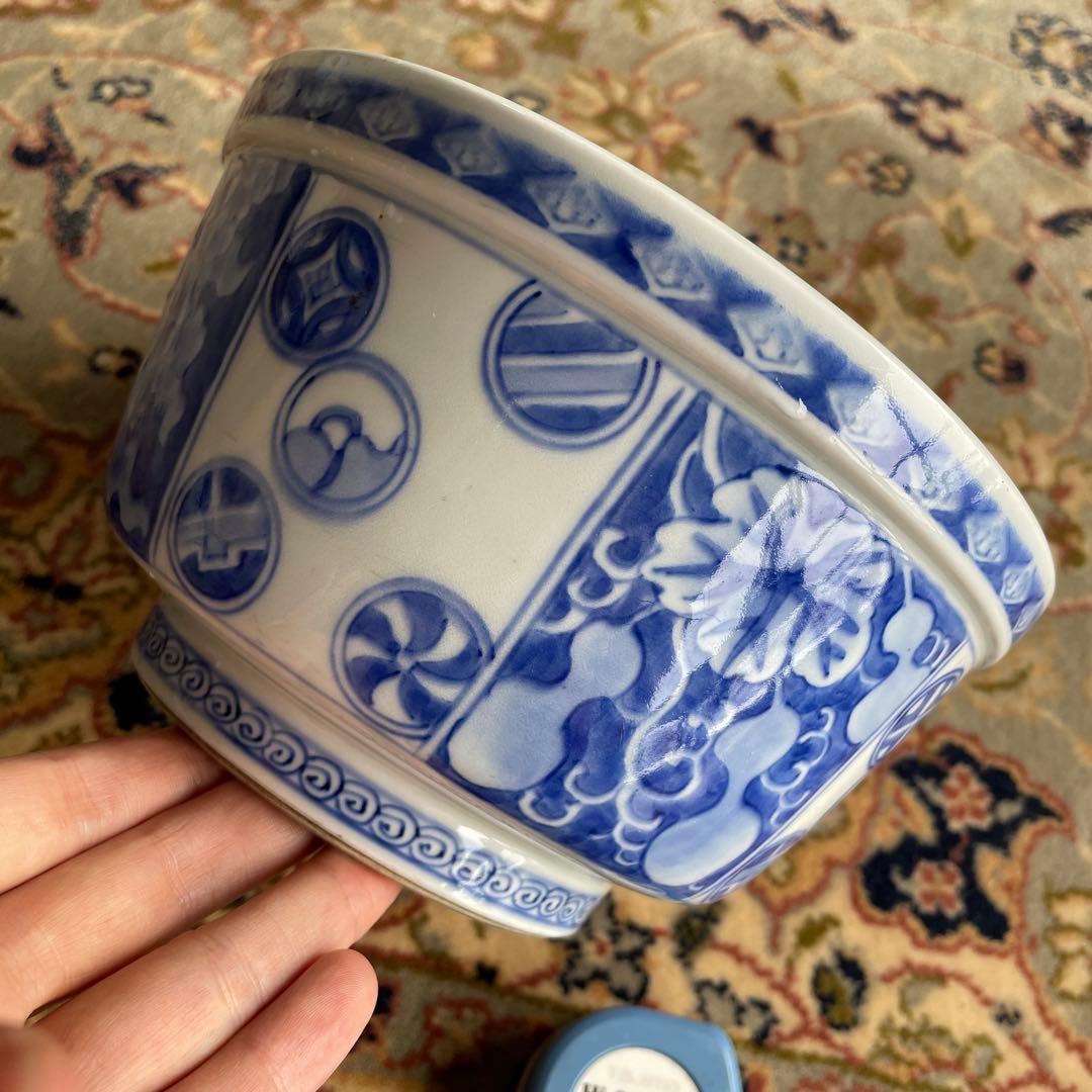 天馬　龍　瓢箪　染付　深鉢