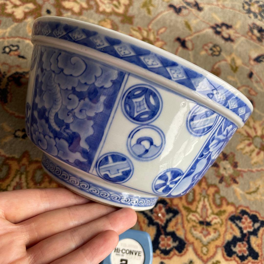 天馬　龍　瓢箪　染付　深鉢