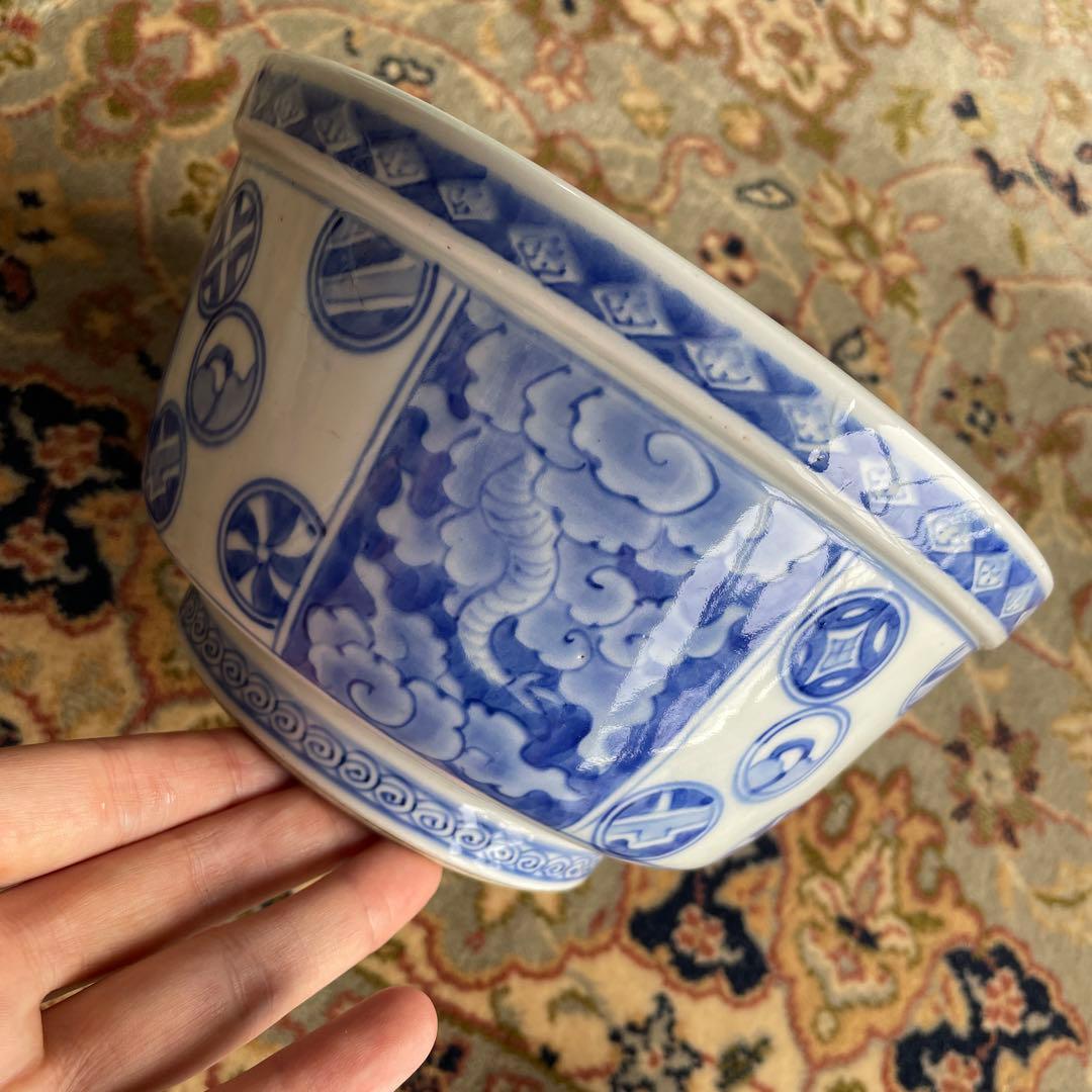 天馬　龍　瓢箪　染付　深鉢