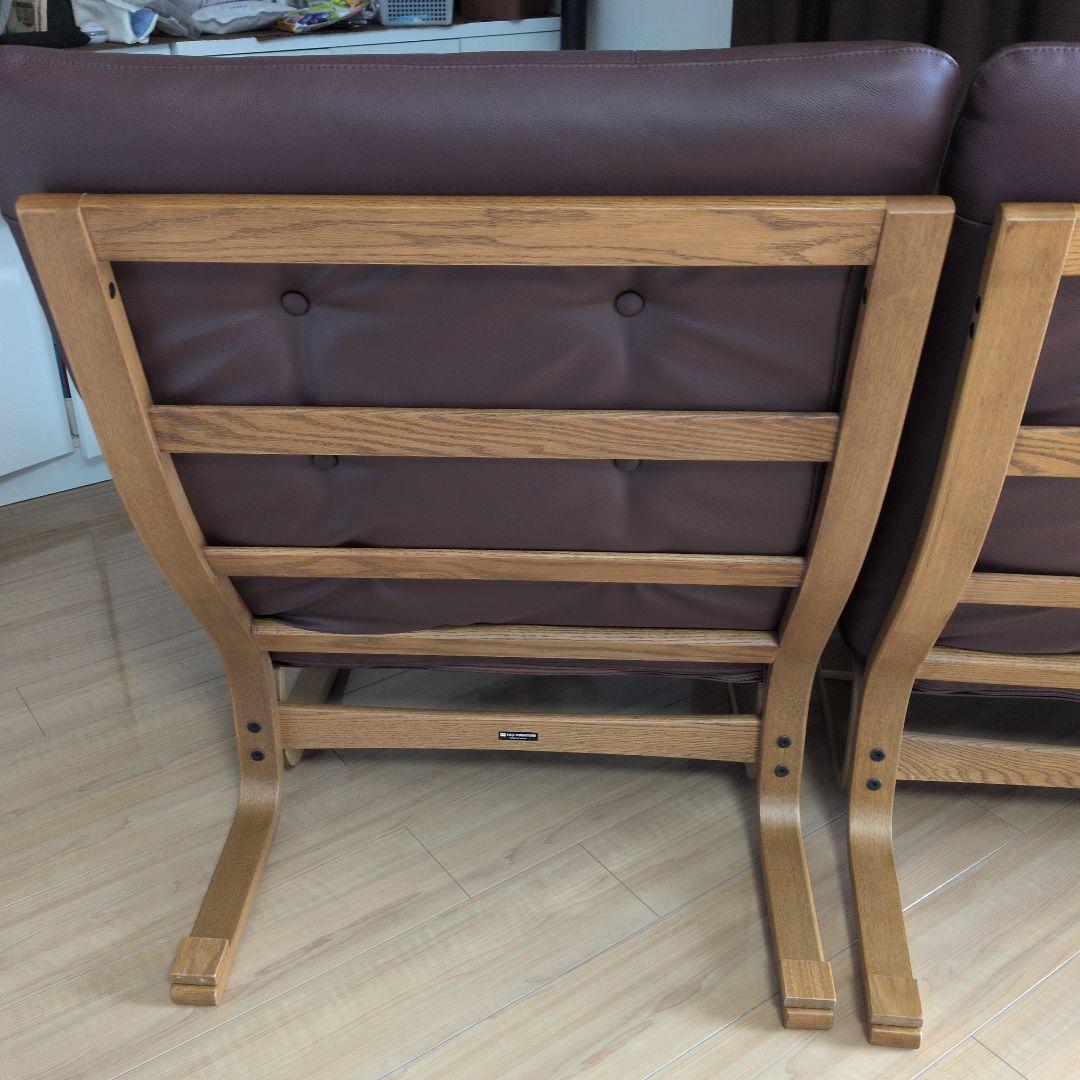 Agio FUJI FURNITURE ワイド肘無椅子ブラウン牛革/合皮 ソファ