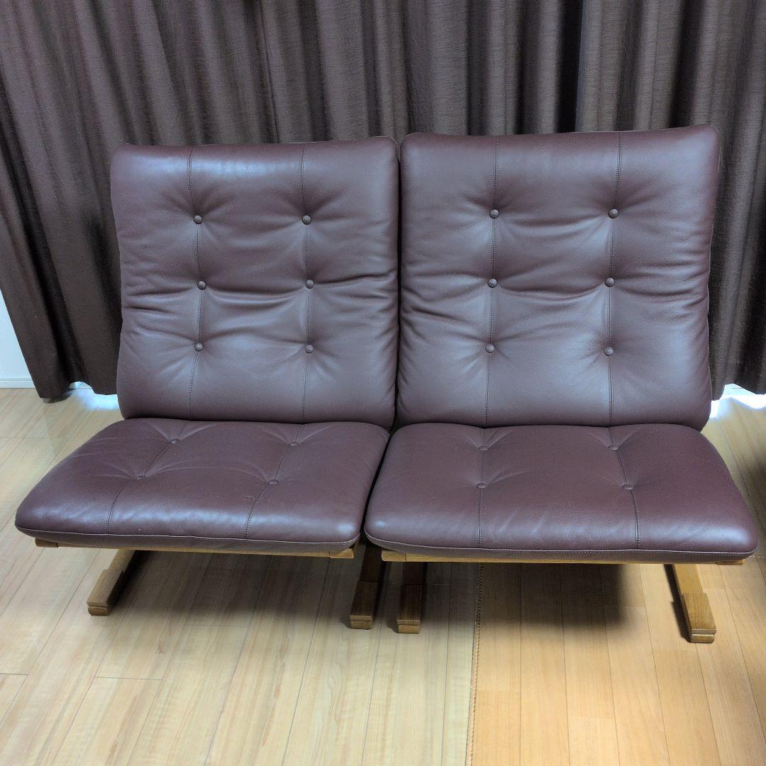 Agio FUJI FURNITURE ワイド肘無椅子ブラウン牛革/合皮 ソファ