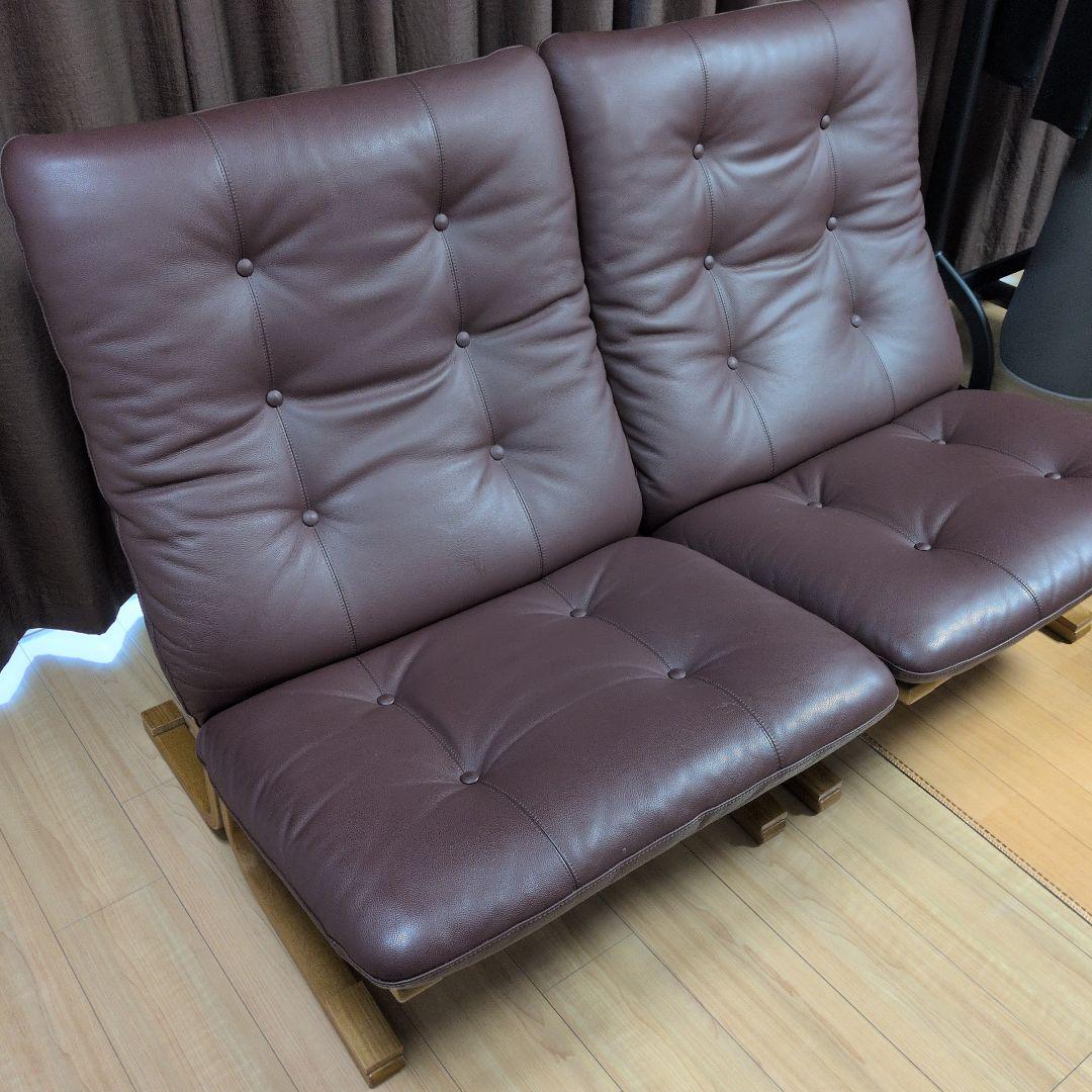 Agio FUJI FURNITURE ワイド肘無椅子ブラウン牛革/合皮 ソファ