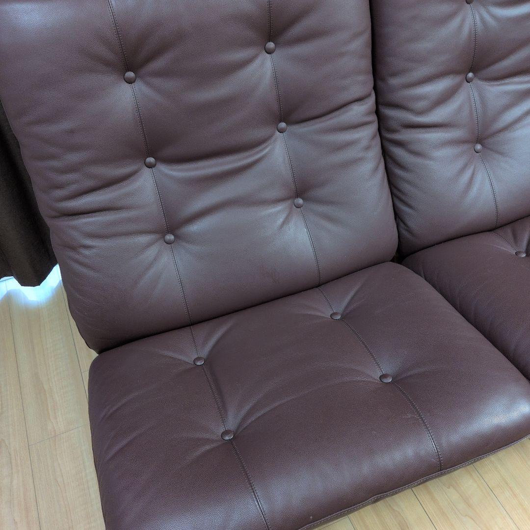 Agio FUJI FURNITURE ワイド肘無椅子ブラウン牛革/合皮 ソファ