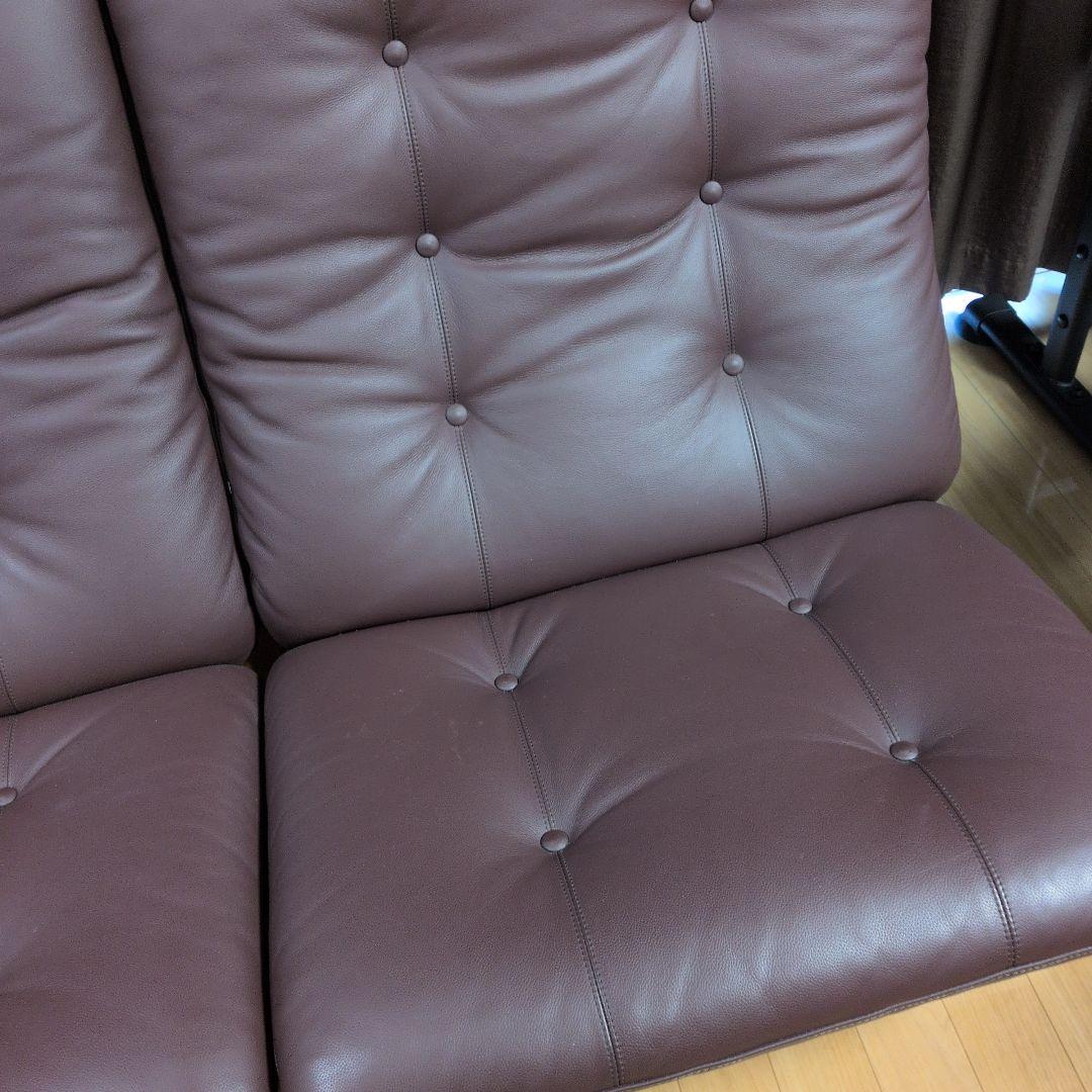 Agio FUJI FURNITURE ワイド肘無椅子ブラウン牛革/合皮 ソファ