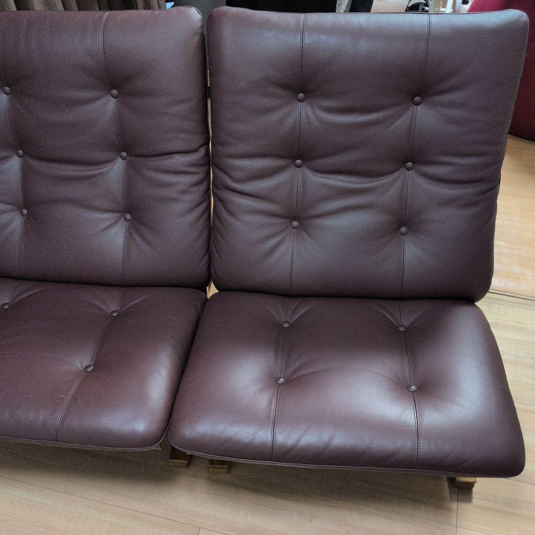 Agio FUJI FURNITURE ワイド肘無椅子ブラウン牛革/合皮 ソファ