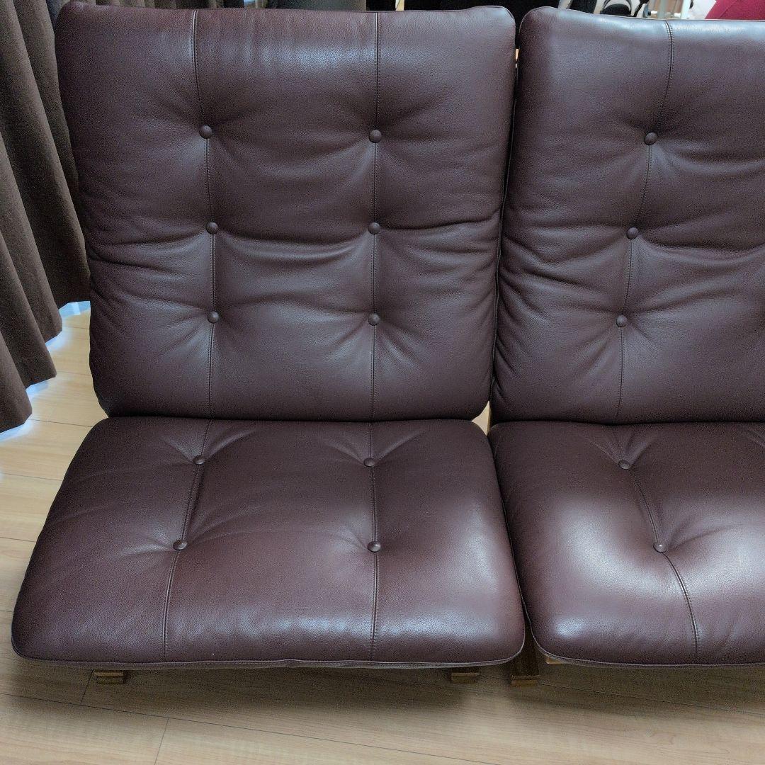 Agio FUJI FURNITURE ワイド肘無椅子ブラウン牛革/合皮 ソファ
