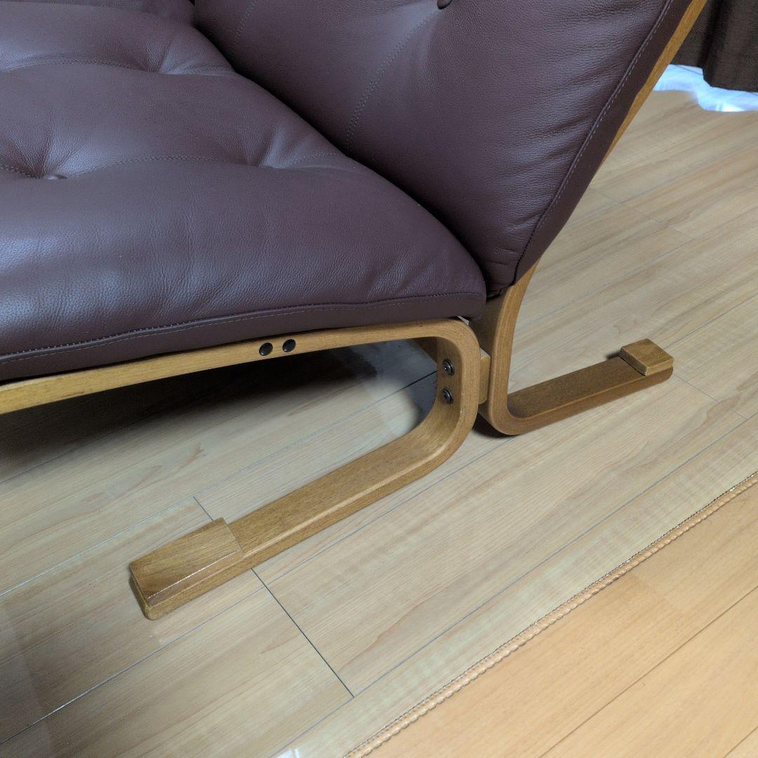 Agio FUJI FURNITURE ワイド肘無椅子ブラウン牛革/合皮 ソファ