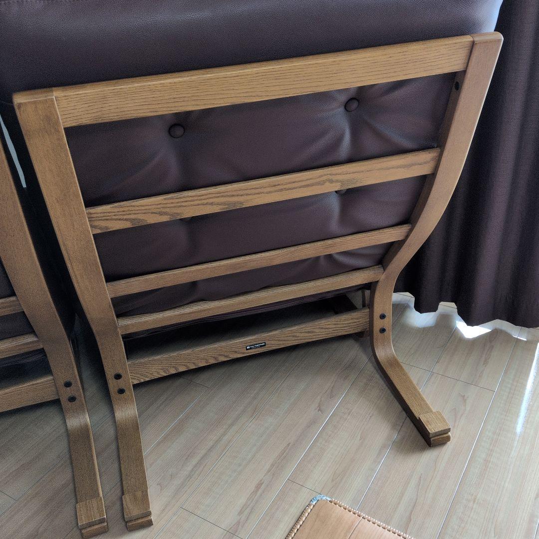 Agio FUJI FURNITURE ワイド肘無椅子ブラウン牛革/合皮 ソファ