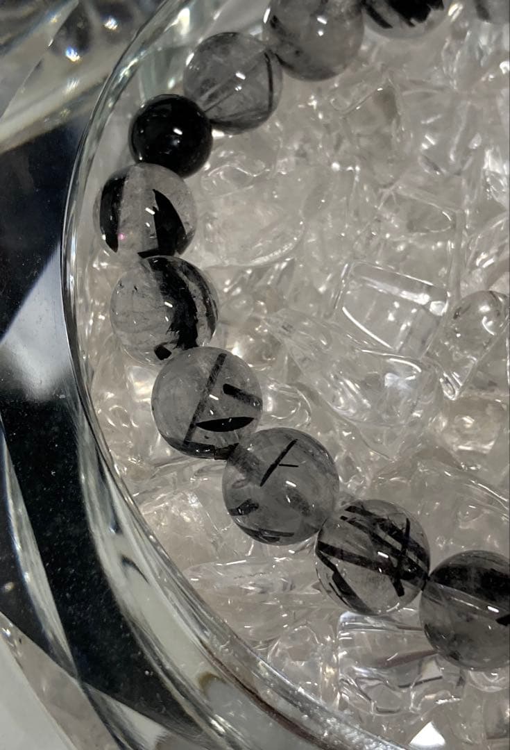 天然石　ブラックルチルクォーツ　ブレスレット