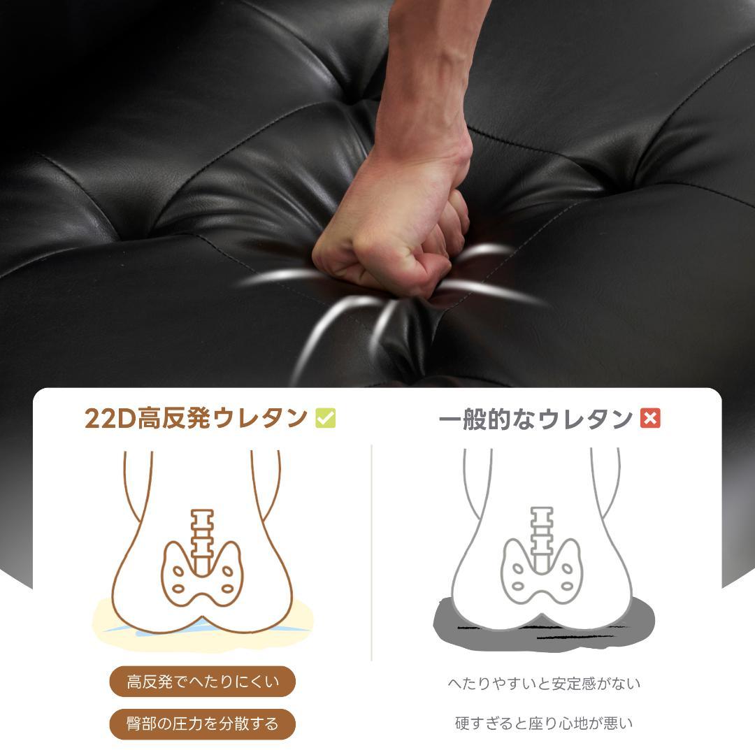 ブラウン ソファー 3人掛け カウチソファ リビングソファ PUレザータイプ