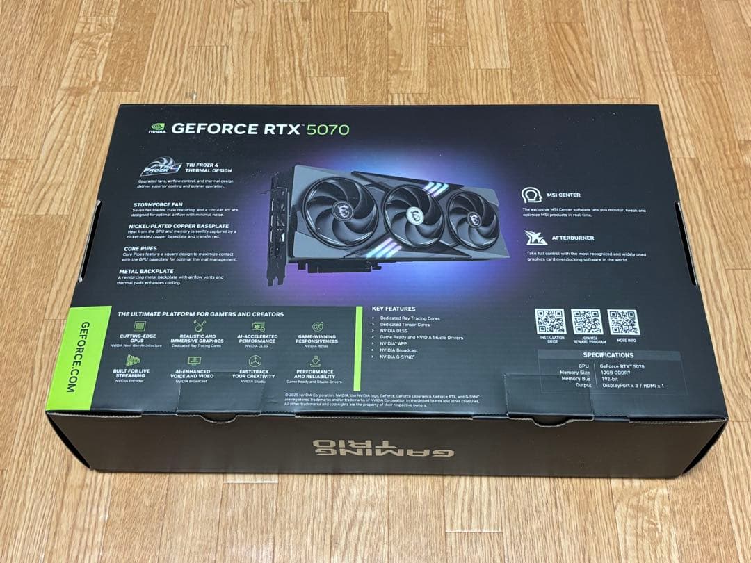 【美品】MSI GEFORCE RTX 5070 12GB GDDR7 グラボ