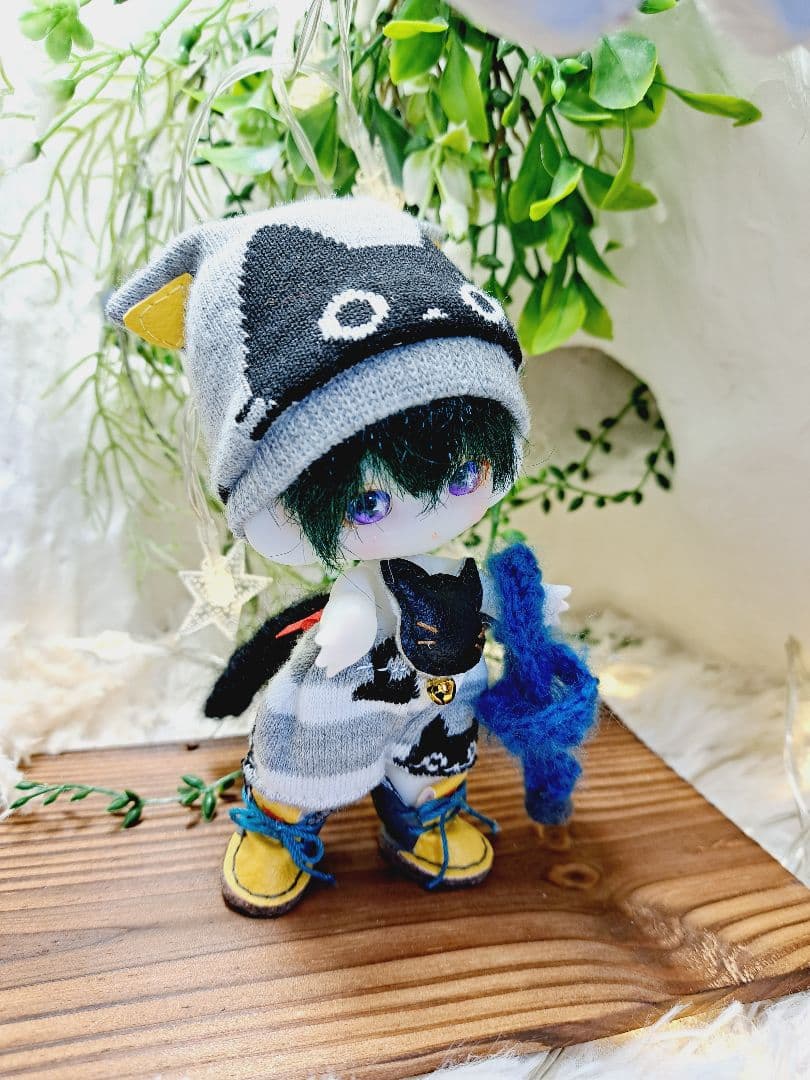 ☆子犬わたあめ用☆ニット帽＋しっぽサロペット＋たっち靴＋α☆４点セット☆