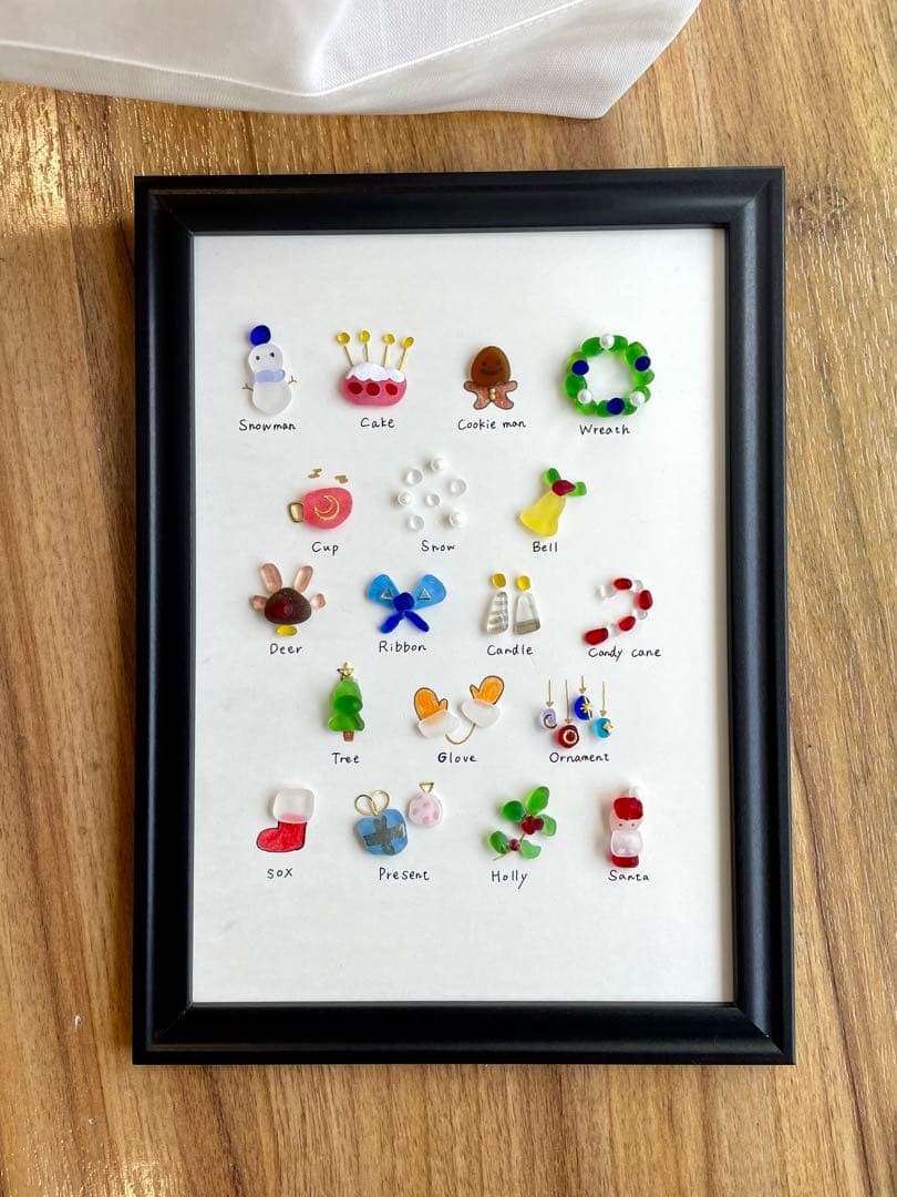 ☆シーグラス　クリスマスアート☆ No.420☆『図鑑 クリスマス』雑貨　置物