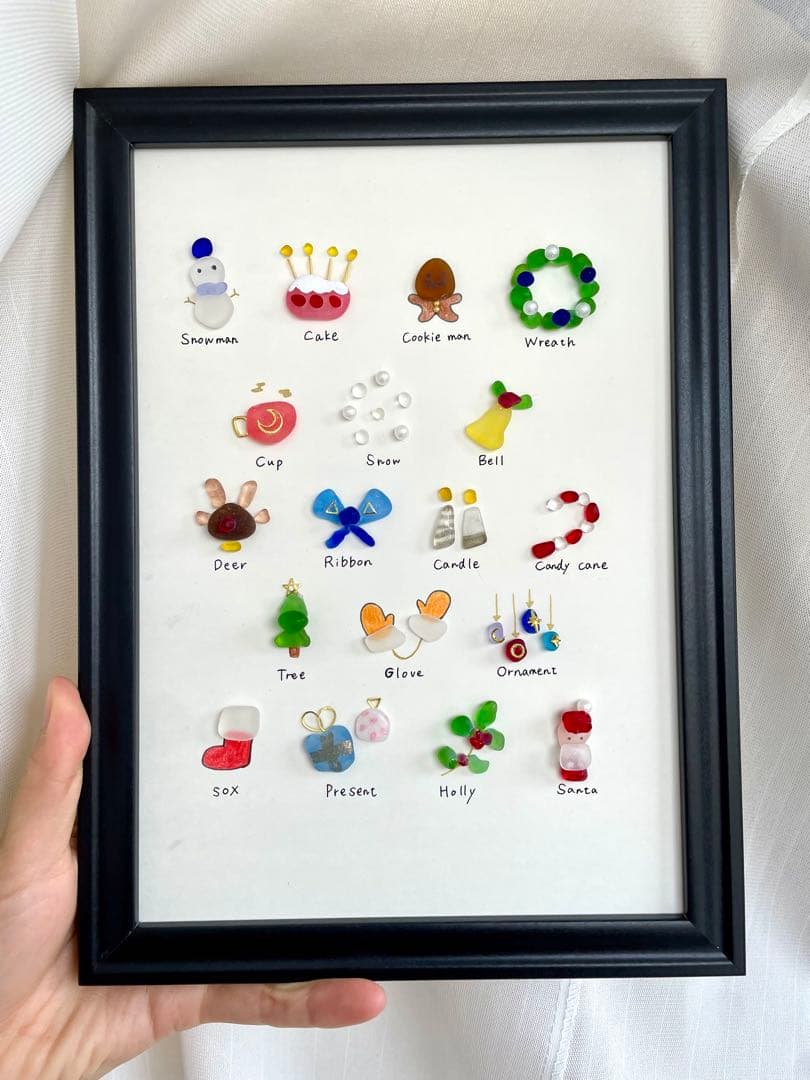 ☆シーグラス　クリスマスアート☆ No.420☆『図鑑 クリスマス』雑貨　置物